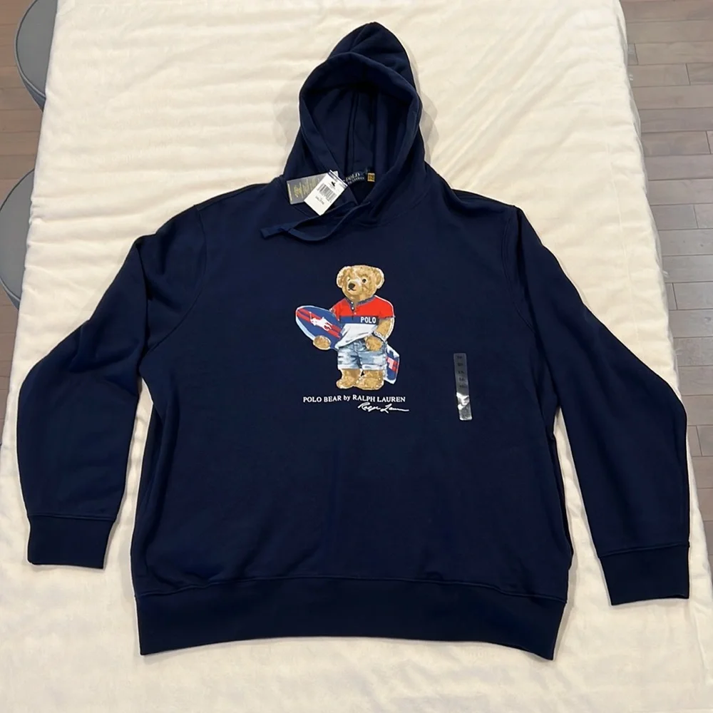 🎉Host Pick🎉Polo Ralph Lauren Navy Men’s Polo Bear Surf Board Hoodie Size XXL - Picture 3 of 12